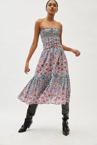 Pearl Midi Strapless Dress